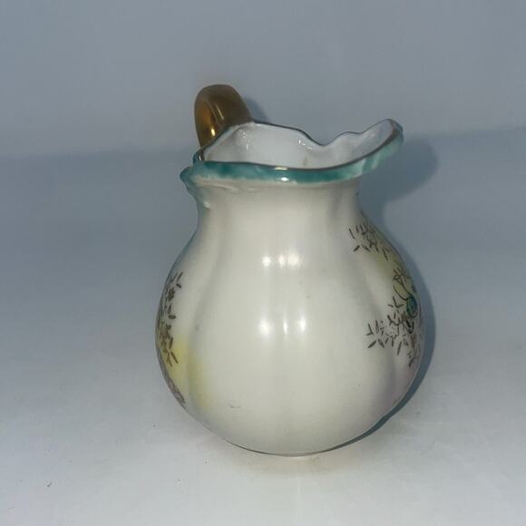 Lefton Pink Floral Miniature Creamer Pitcher w/ Underplate Saucer - Picture 5 of 12